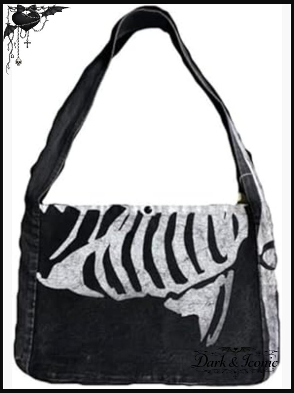 Gothic Messenger Bag Skull Purse Grunge Y2k Canvas Shoulder Bag